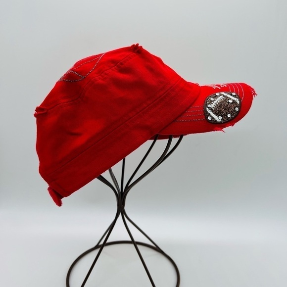 PITBULL WOMENS RED BALL CAP WITH FOOTBALL EMBROIDERY - Picture 5 of 8